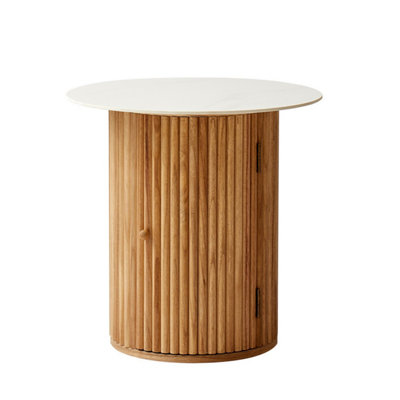 Nordlys Solid Wood And Marble Top Side Table With Storage Modern Design Style Living Room Size 19 B&Q