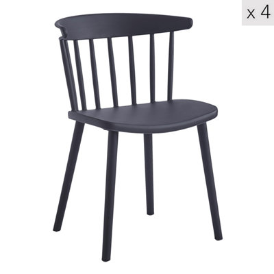 Nordlys Set Of 4 Black Polypropylene Dining Chairs Modern Design Style Dining Room from B&Q
