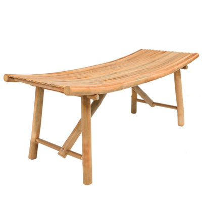 Nordlys Solid Bamboo Wood Bench Exotic Boho Entryway from B&Q
