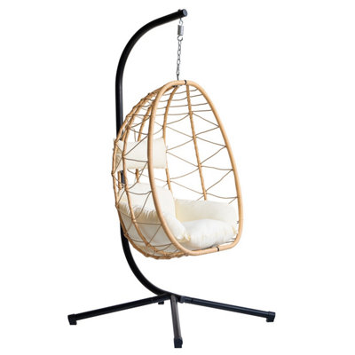 Nordlys Hanging Egg Chair In Brown Rattan And Metal Exotic Boho Living Room from B&Q
