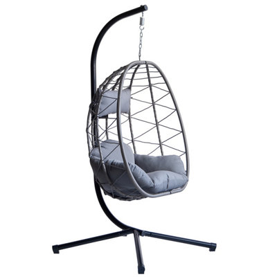 Nordlys Hanging Egg Chair In Black Rattan And Metal Exotic Boho Living Room from B&Q