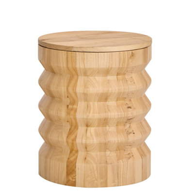 Nordlys Brown Solid Wood Pouf With Storage Modern Design Style Living Room from B&Q