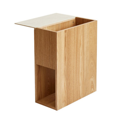 Nordlys Side Table With Storage In Solid Wood Brown Modern Design Style Living Room from B&Q