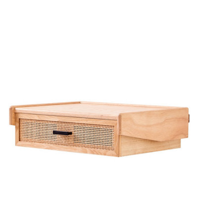 Nordlys 1-Drawer Wood And Natural Rattan Nightstand Exotic Boho Bedroom from B&Q