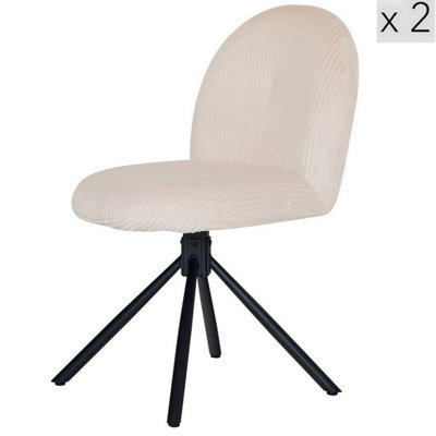 Nordlys Set Of 2 Scandinavian Swivel Dining Chairs Metal In Beige Velvet Modern Design Style Dining Room from B&Q