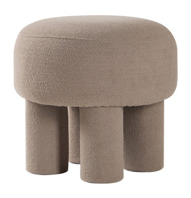 Nordlys Scandinavian-Style Taupe Bouclé Living Room Pouf Vintage Style Living Room from B&Q