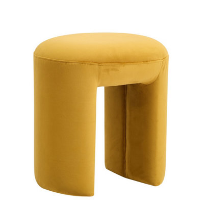 Nordlys Yellow Velvet Living Room Pouf Countryside Style Living Room from B&Q