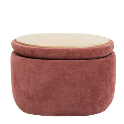 Nordlys Terracotta Bouclé Pouf With Storage Vintage Style Living Room from B&Q