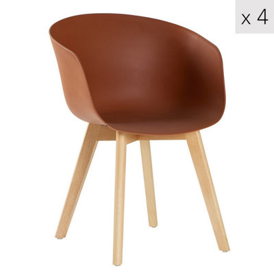 Nordlys Set Of 4 Wood And Terracotta Polypropylene Dining Chairs Modern Design Style Dining Room from B&Q