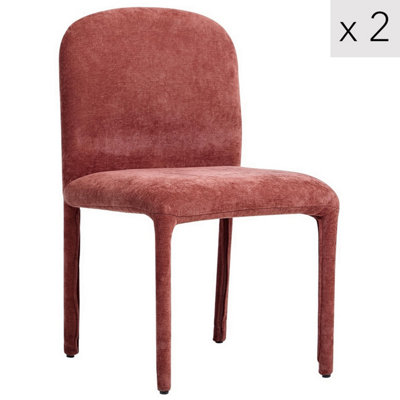Nordlys Set Of 2 Metal And Terracotta Fabric Dining Chairs Modern Design Style Dining Room from B&Q