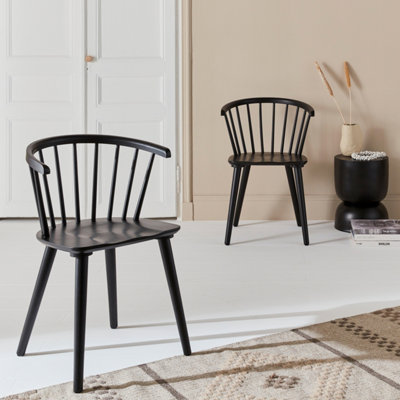 SweeekPair Of Chairs In Walnut Wood And Plywood Black 51X53X75 CmPaula