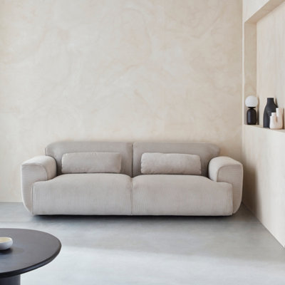 Sweeek. 3-Seater Corduroy Sofa Wallas Corduroy Greige 230X98X73 Cm from B&Q