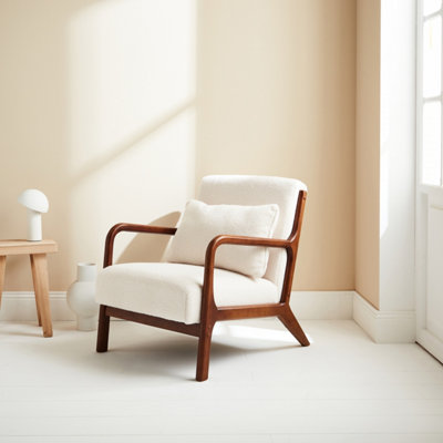 SweeekScandi-Style Boucle Wooden Armchair With Cushion Cream 65X80X79 CmLorens Boucle from B&Q