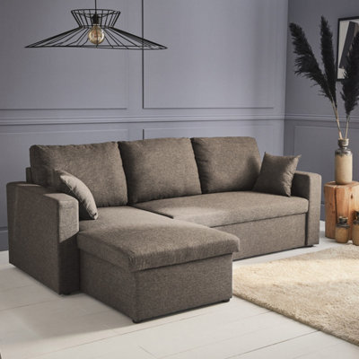 Sweeek3-Seater Reversible Corner Sofa Bed With Storage Ida Taupe Grey 219X84X68 Cm from B&Q