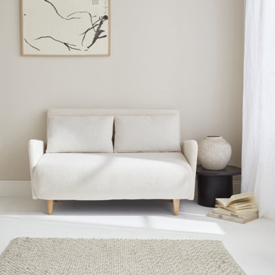 Sweeek2-Seater Scandinavian Convertible Sofa With Boucle Fabric Panam Boucle Off-White Boucle 131X75X81 Cm from B&Q