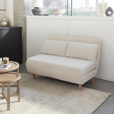 Sweeek2-Seater Scandi-Style Folding Sofa Bed Guesta Boucle Off-White Boucle 120X89X80 Cm from B&Q