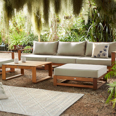Sweeek. 5-Seater Wooden Garden Sofa Mendoza Natural 273X75X72.5 Cm from B&Q