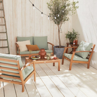 Sweeek4-Seater Wooden Garden Sofa Set Natural 123X82.7X74.6 CmUshuaia from B&Q