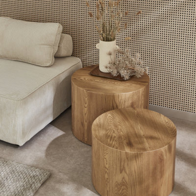 SweeekSet Of 2 Round Nesting Coffee Tables Wood Effect Sylva Oak 58X58X40 Cm from B&Q