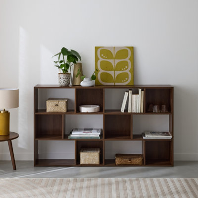 3-Shelf Bookshelf With 12 Compartments WalnutSweeek from B&Q