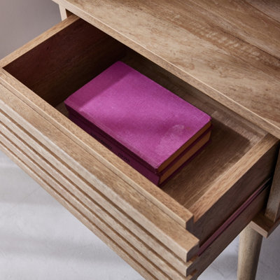 SweeekPair Of Scandi-Style Bedside Tables With Grooved Wood Effect Natural 29X40X50.5 CmMadere from B&Q