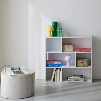 Sweeek. 3-Shelf Bookcase With 6 Compartments Pieter White 83X23X80 Cm from B&Q
