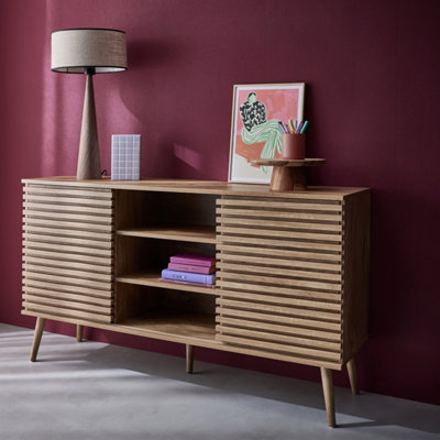 Sweeek140Cm Scandi-Style Sideboard With Wooden Effect Natural 140X39X79 CmMadere from B&Q