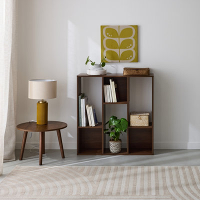 Sweeek. 3-Shelf Bookcase With 6 Compartments Pieter Walnut 83X23X80 Cm from B&Q