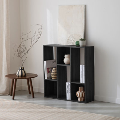 Sweeek. 3-Shelf Bookcase With 6 Compartments Pieter Black 83X23X80 Cm from B&Q