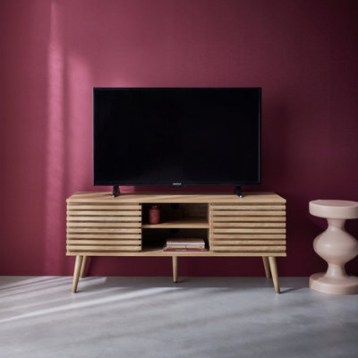 Sweeek120 Cm Scandinavian Tv Unit Grooved Wooden Effect 2 Doors  Madere Natural 120X39X51.5 Cm from B&Q