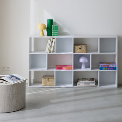 Sweeek3-Shelf Bookshelf With 12 Compartments Pieter White 140X23X80 Cm from B&Q