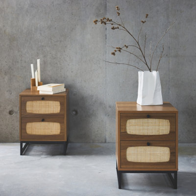 SweeekPair Of Wood And Cane Bedside Tables Retro Natural 40X40X52 Cm from B&Q