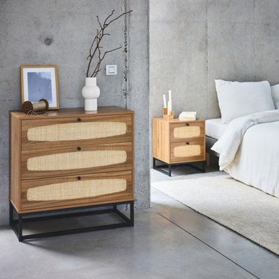 Sweeek3-Drawer Chest With Wood And Cane Effect Natural 40X80X80 CmRetro from B&Q