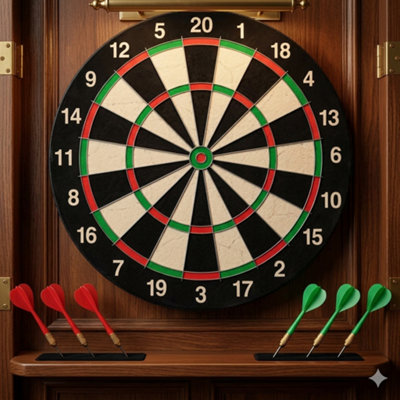 17 Inch Double Sided Dart Board Set With 6 Darts For Adults And Kids Indoor Outdoor Game from B&Q