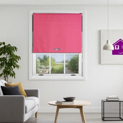 Furnished Triple Square Eyelet Blackout Blind Free Cut ServiceFuchsia (W)180Cm X (L)210Cm from B&Q