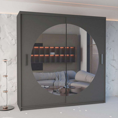 Sliding Wardrobes 4 U LTD Sliding Wardrobes 4U Venus Sliding Mirrored Wardrobe In 3 Colors And 2 Sizes (Grey - W2030mm, H2170mm)