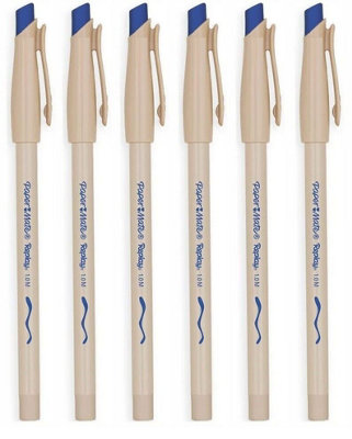 Accessotech 6X Blue Papermate Erasable Ballpoint Pens Smooth Retractable Medium Point With Erasable Ink
