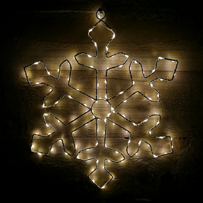 37cm Warm White LED Christmas Snowflake Silhouette Hanging Decoration Price Comparisons | Compare The Build
