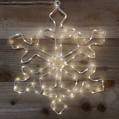 37cm Warm White LED Christmas Snowflake Silhouette Hanging Decoration