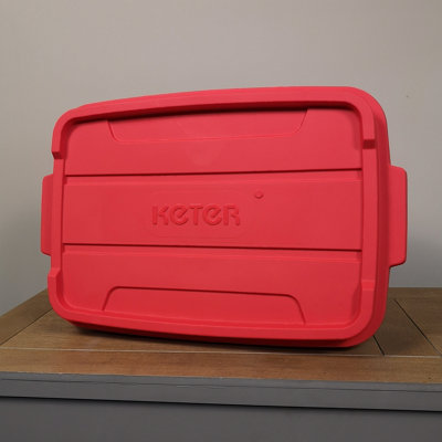37L Black and Red Tuff Stackable Storage Box with Lid and Carry Handles