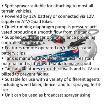 37L Spot Sprayer - 12V Battery Powered - Trigger Operated Lance - 4.5m Hose