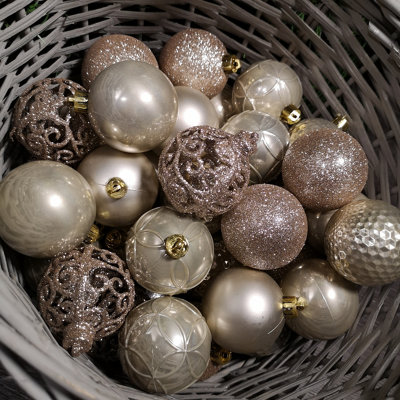 Champagne color christmas ornaments deals