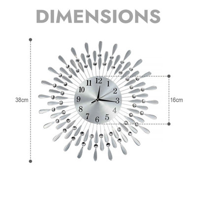 38 Diamante Beaded Crystals Quartz Jeweled Wall Clock Home Decor Livingroom