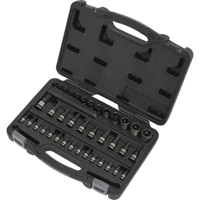 38 PACK TRX & TRX Security Bit Set - 1/4" 3/8" 1/2" Square Drive Socket S2 STEEL