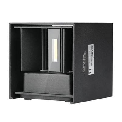 V-Tac Vt217078 Led Up-Down Wall Light With Bridgelux Chip 3000K Black Square 6W from B&Q
