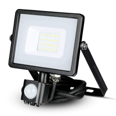 V-Tac 20W Samsung Led Floodlight With Motion Sensor And Manual Lock4000K Black Ip65 from B&Q