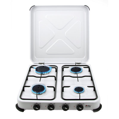 NJ Commerce Nj-04 Portable Camping 4 Burner Gas Stove Enamel Lid Lpg Outdoor from B&Q