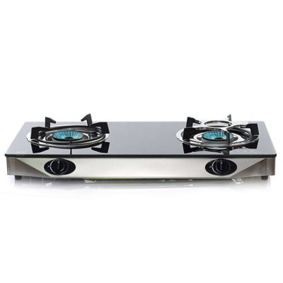 NJ Commerce Nj Ngb-S2 Portable 2 Burner Gas Stove Black Glass Indoor Caravan Gas Cooker Lpg 6.8Kw from B&Q