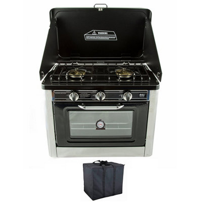 NJ Commerce Nj Co-01 Portable Camping 2In1 Gas Oven And Stove 2 Burners For Outdoor from B&Q