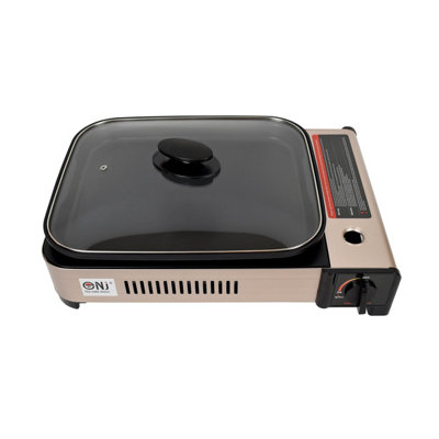 NJ Commerce Portable Camping Gas Grill Bbq With Lid Outdoor Butan Stove from B&Q